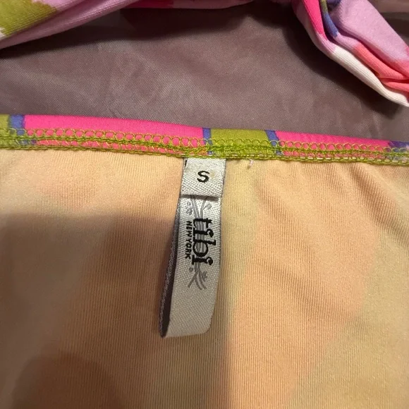 NWOT Vintage Y2K Tibi Pink/Green/White Multicolor Floral Bikini Set Small - Picture 3 of 6